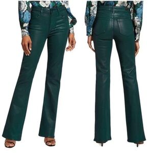 NEW Paige Laurel Canyon High Rise Luxe Coated Boot Cut Pants in Teal Pants Sz 31